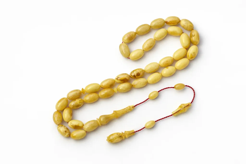 مسباح كهرب ألماني من بلاطة - German Amber Slab Rosary Code A1