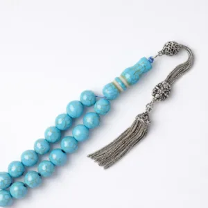 تمليكة مسباح فيروز سيناوي مع شكة فضة - Sinai Turquoise Silver Top-Piece Misbaha Code G2