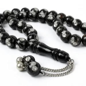 تمليكة مسباح يسر مطعم فضة - Yousur Silver Inlaid Top-Piece Misbaha Code C2