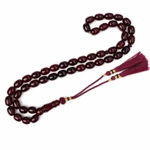 مسباح مستكة عنابي بلون ملكي غامق وزن 48 غرام مقاس 13.5x10 ملم 47 خرزة othmani.co - Burgundy Mastika Misbaha 48g 13.5x10mm 47 Beads {M7}