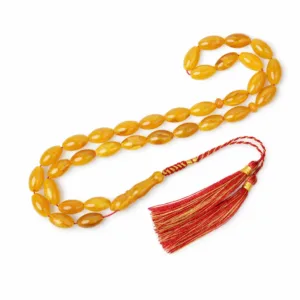 مسباح تراب كهرب تركي لون عسلي وزن 30 غرام مقاس 15.5x9 مم 33 خرزة othmani.co - Honey Amber Turkish 30g 15.5x9mm 33 Beads {T7}