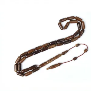 مسباح كوك طبيعي قصة برميلي لون بني وزن 21.5 غرام مقاس 15x6 مم 33 خرزة othmani.co - Kuka Wood Barrel Shaped Misbaha 21.5g 15x6mm 33 Beads {K5}
