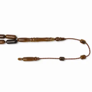 تمليكة مسباح كوك طبيعي برميلي وزن 21.5 غرام عدد 33 خرزة - Kuka Wood Barrel Shaped Misbaha 21.5g 33 Beads Top-Piece {K5}