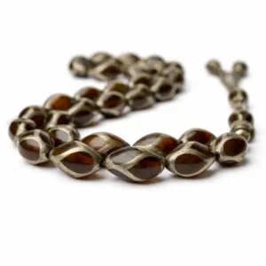 تفاصيل خامة مسباح قرن مطعم فضة - Horn Silver Inlaid Detail Misbaha Code H2