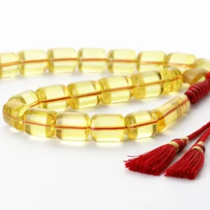 تفاصيل خرز الكهرب الشفاف بالقصة البرميلية مقاس 12×9 ملم ونقاء الخامة الطبيعية - Detailed Barrel-Cut Transparent Amber Beads 12x9mm with Natural Clarity {A11}