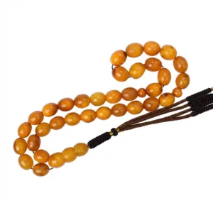 مسباح كهرب ألماني شجري قديم وزن 53 غرام عدد 33 خرزة من متجر عثماني othmani.co - German Electric Tree Amber Tasbih 53g 33 Beads (A25)