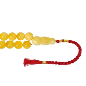 كركوشة مسباح كهرب بولندي قديم بتصميم أنيق ومتناسق مع خامة الكهرمان بوزن 88.5 غرام - Vintage Polish Amber Misbaha with Elegant Matching Tassel 88.5g {A19}