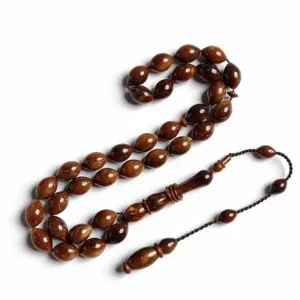 مسباح كوك بتصميم زيتوني ولون خشبي داكن مموج، Kook Tasbih – متجر عثماني