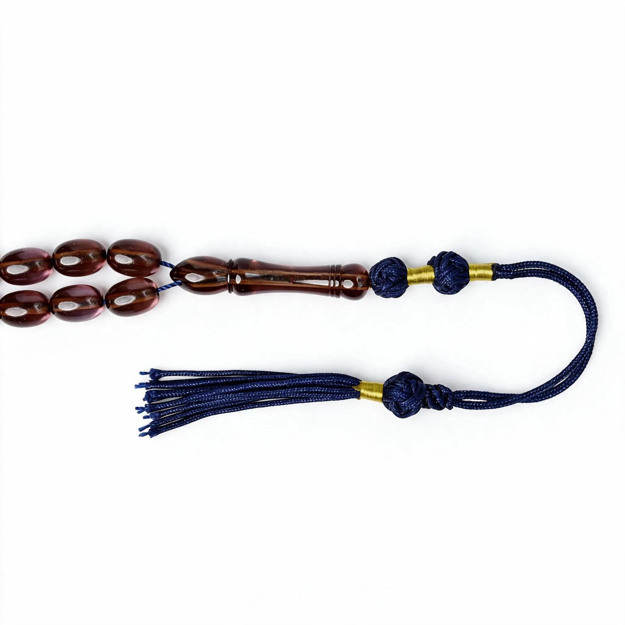 saffron-tasbih-imame-z4 تفاصيل الكركوشة وإمامة مسباح زعفراني مع خيوط كحلية متقنة وتشطيب أنيق، handcrafted tassel and imame at othmani.co