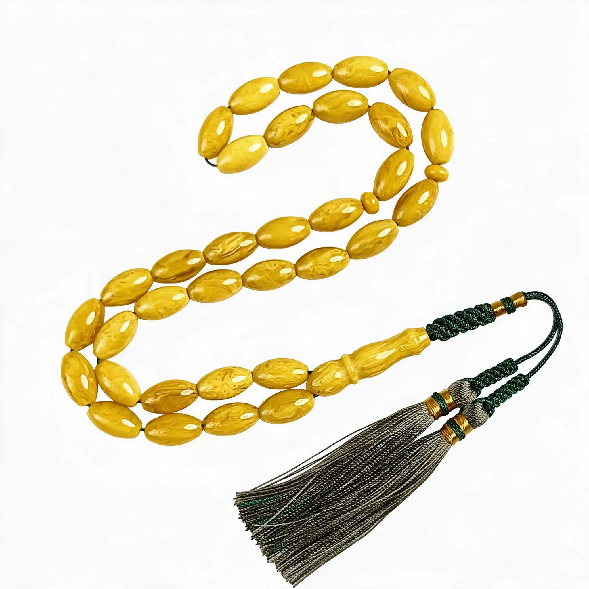turkish-amber-dust-rosary-t18 مسباح تراب كهرب تركي أخضر ليموني قصة زيتوني كركوشة قماش خضراء othmani.co
